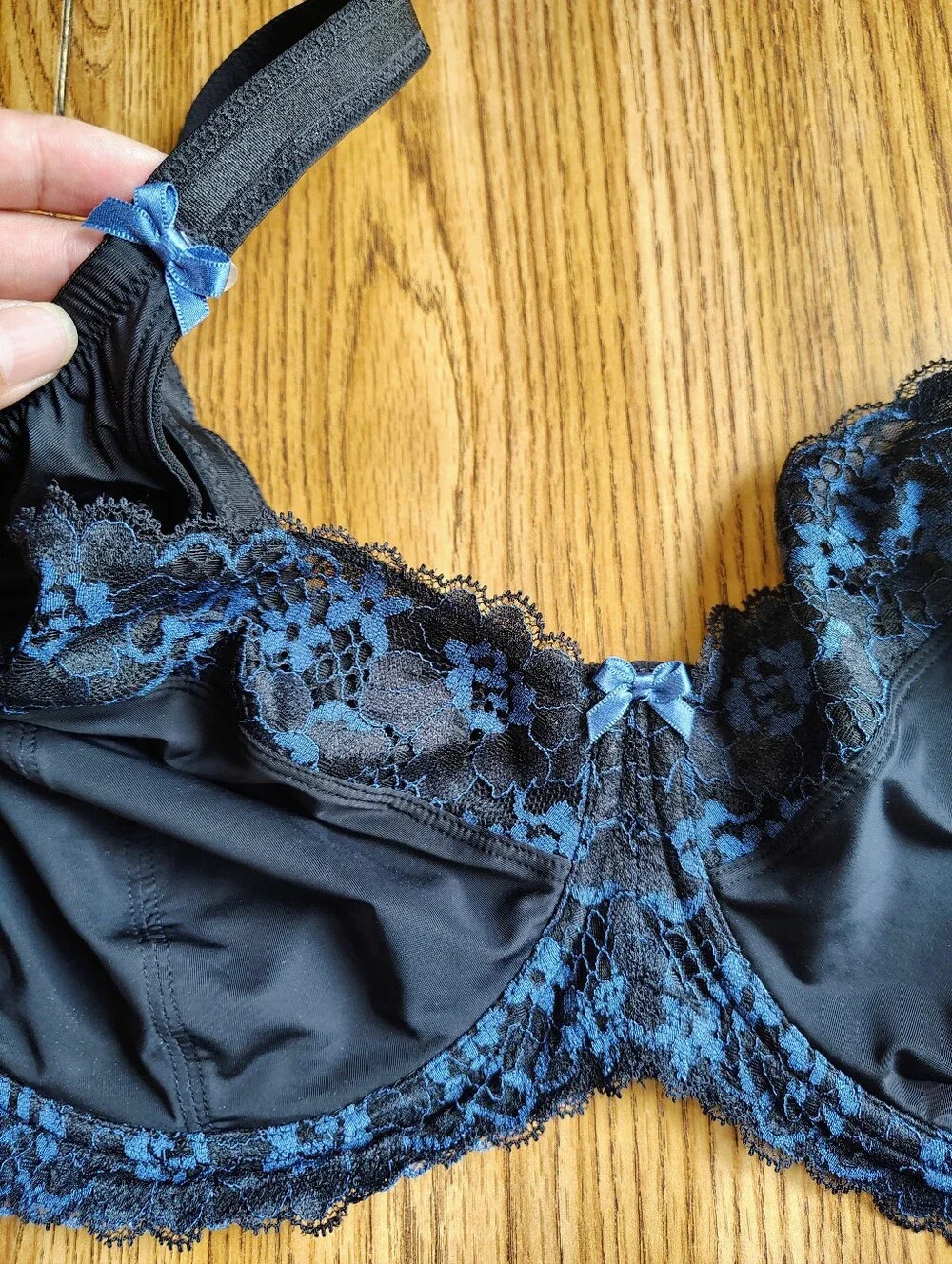 Adore Me Zita unlined breathable bra Lace Floral blue and black size 46DD - Picture 5 of 16